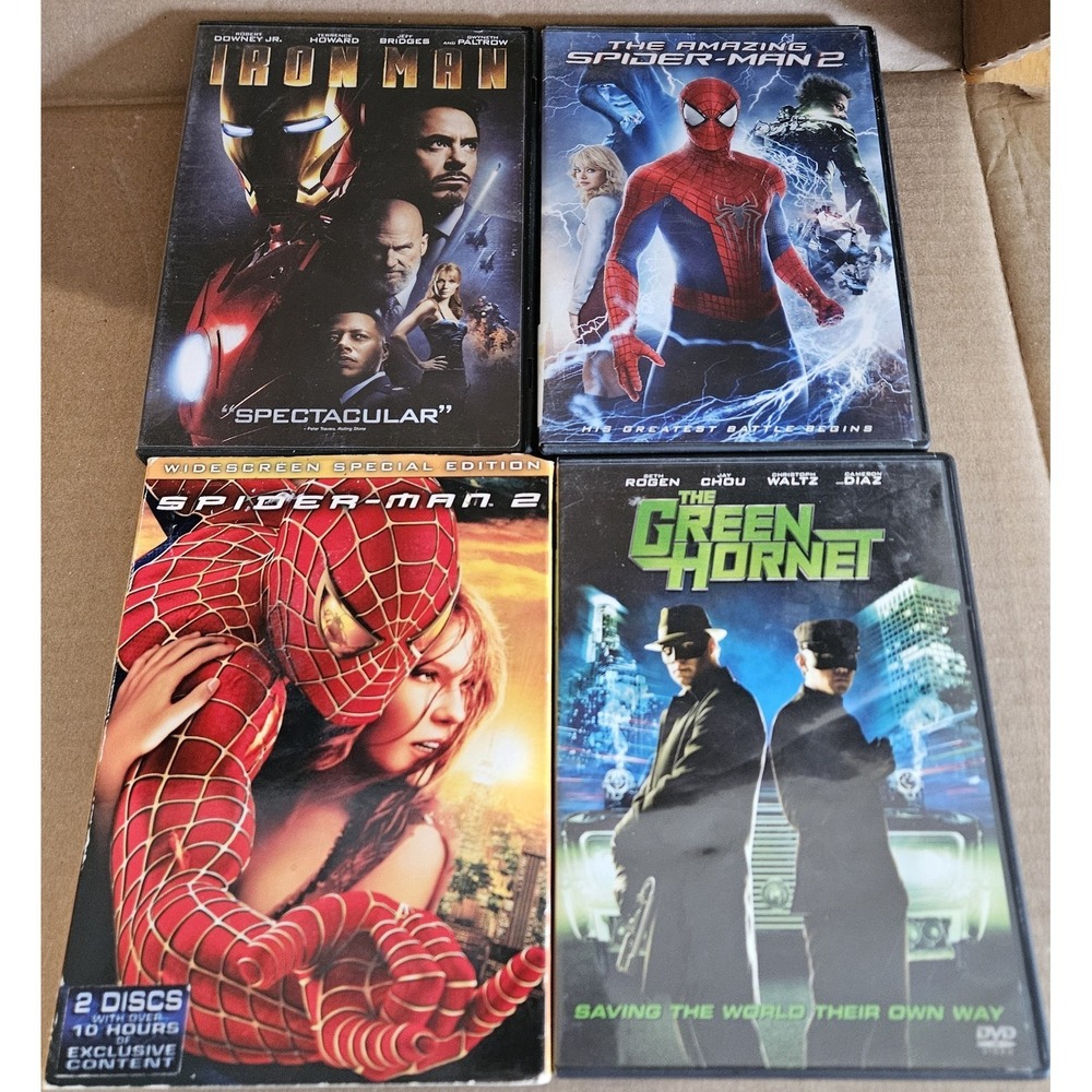 Iron Man Spider-Man 2 Amazing‎ Spider-Man 2 Green Hornet DVD Movie Lot of 4